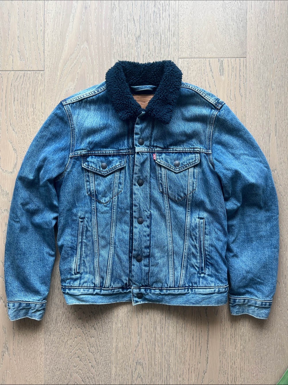 Levi's Blue Denim Jacket with Blue Sherpa Collar
